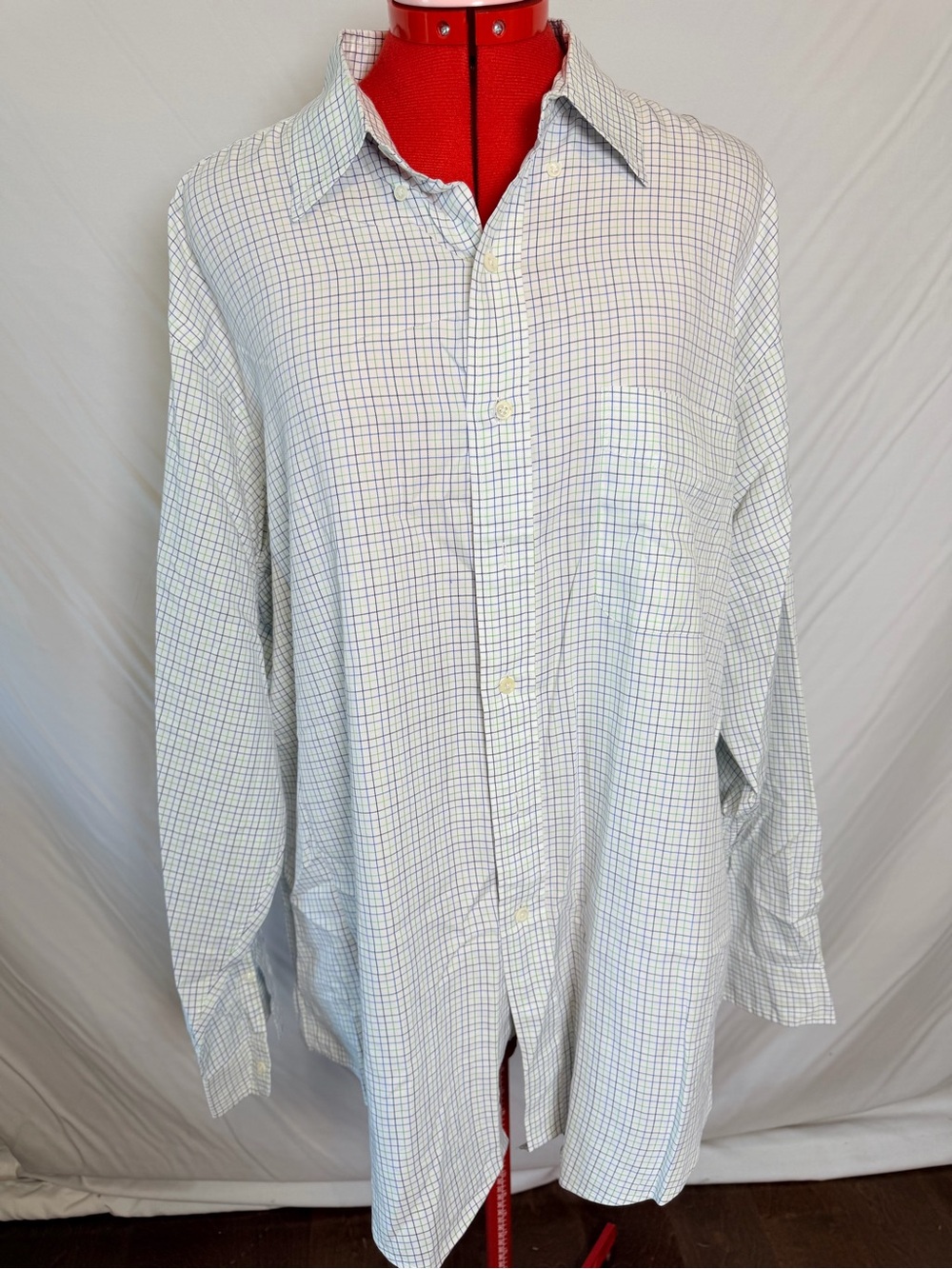 Ralph Lauren White Shirt with Blue & Green Windowpane Check…XL